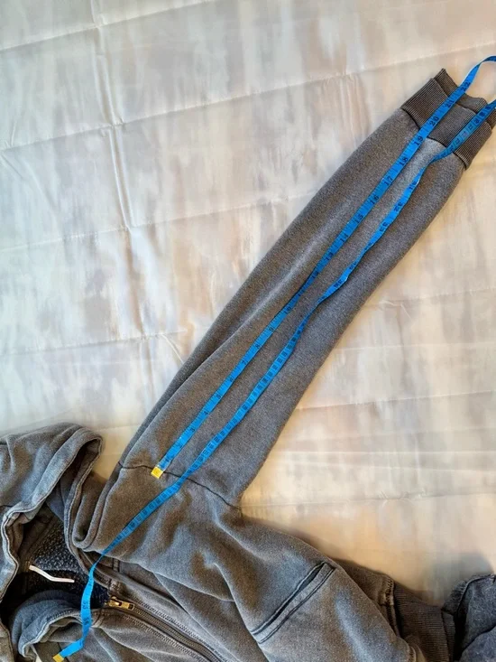 Free People When Worlds Meet Hoodie Large Gray Black Distressed Zip Sweatshirt - Picture 13 of 15